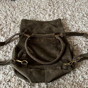 Anthropology Faux Suede Purse Mini Backpack